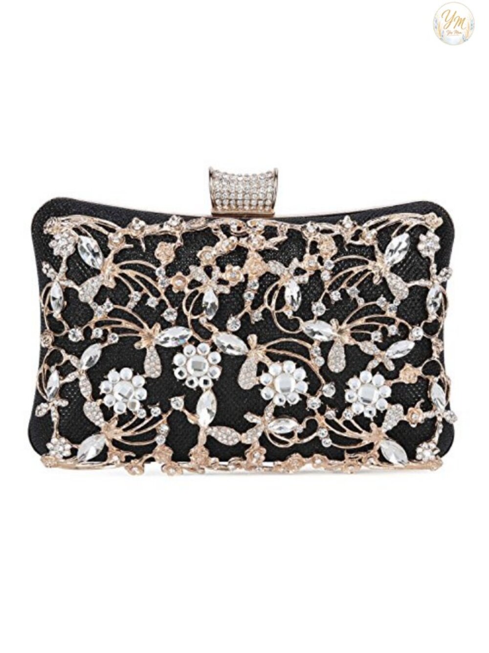 Rhinestone Clutch Purse Evening Bag for Women w/ Removable Chains